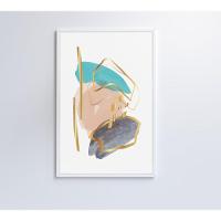 Quadro Abstrato Branco Com Linhas E Cores Medidas 40x60 Cm Impressão Tecido Canvas - 5