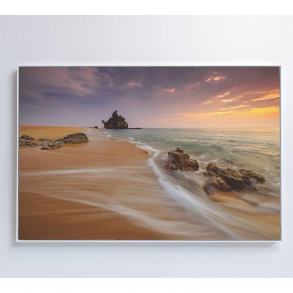 Quadro Praia E Rochas Medidas 120x80 Cm Impressão Tecido Canvas - 1