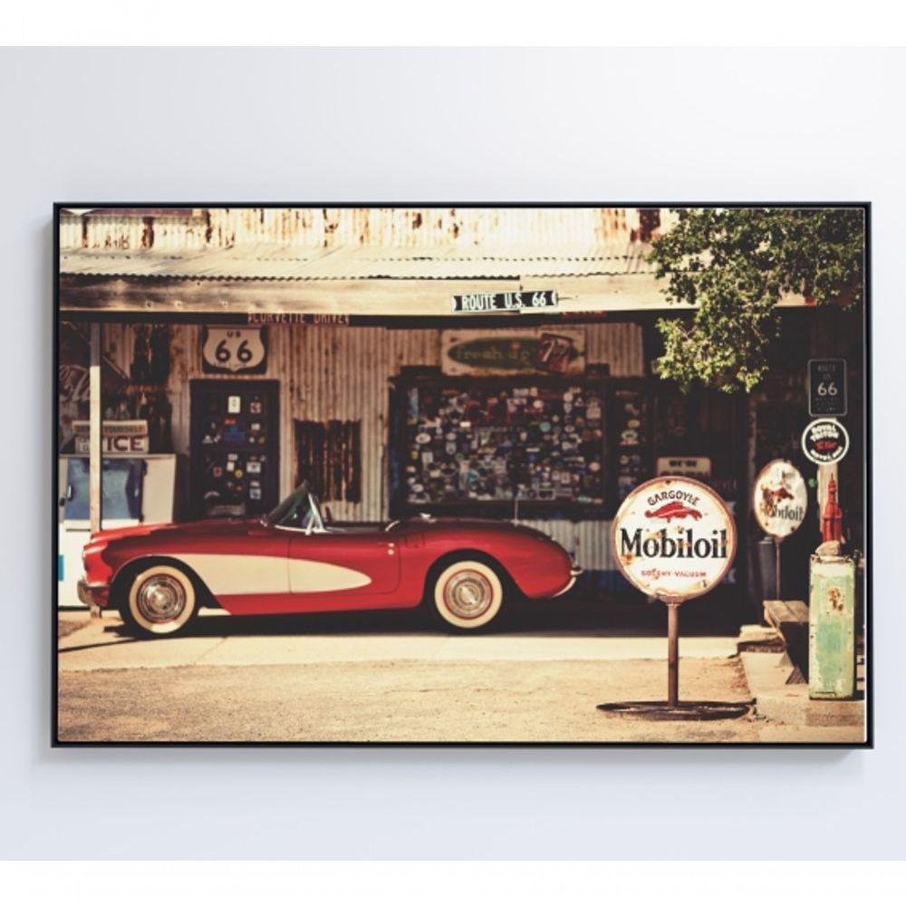 Quadro Carro Clássico Vermelho Medidas 90x60 Cm Impressão Tecido Canvas - 1