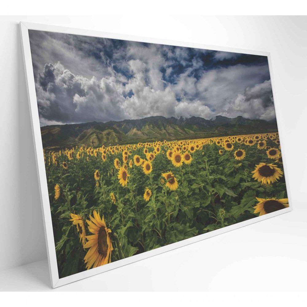 Quadro Campo De Girassóis Medidas 60x40 Cm Impressão Adesivo Fotográfico - 4
