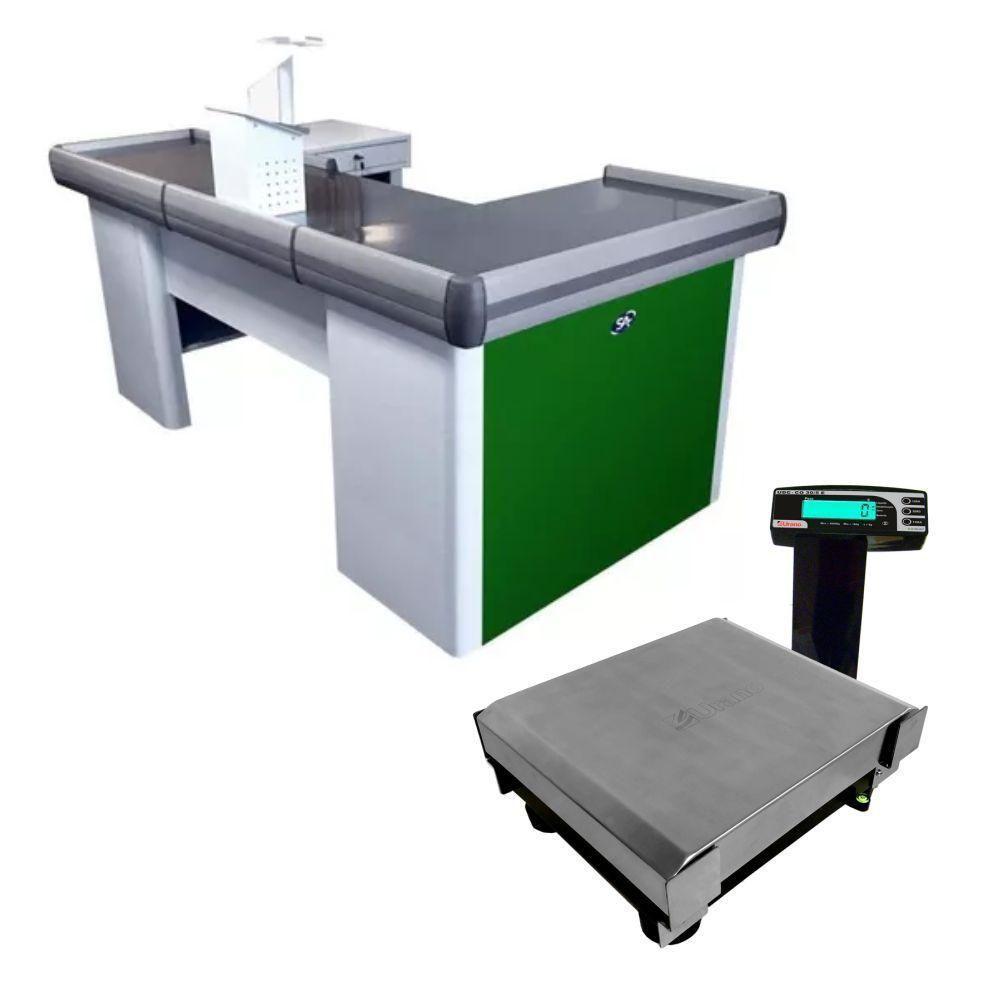 Caixa Supermercado Empacotador Verde 2m Check Out E Balança 30kg Urano Bivolt - 1