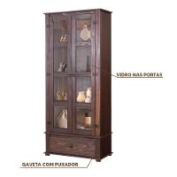 Cristaleira Madeira Maciça 2 Portas Vidro Imbuia D106 Shop Jm - 2