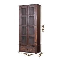 Cristaleira Madeira Maciça 2 Portas Vidro Imbuia D106 Shop Jm - 3