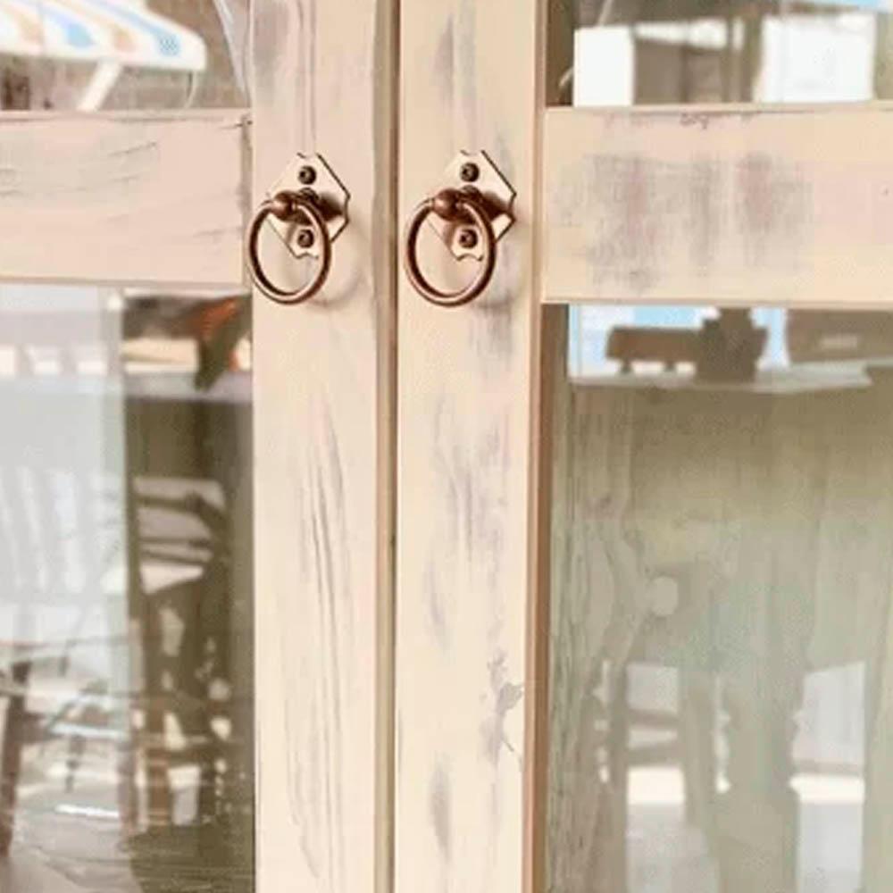 Cristaleira Madeira Maciça 2 Portas Vidro Lateral Branco Garapa D113vl Shop Jm - 2