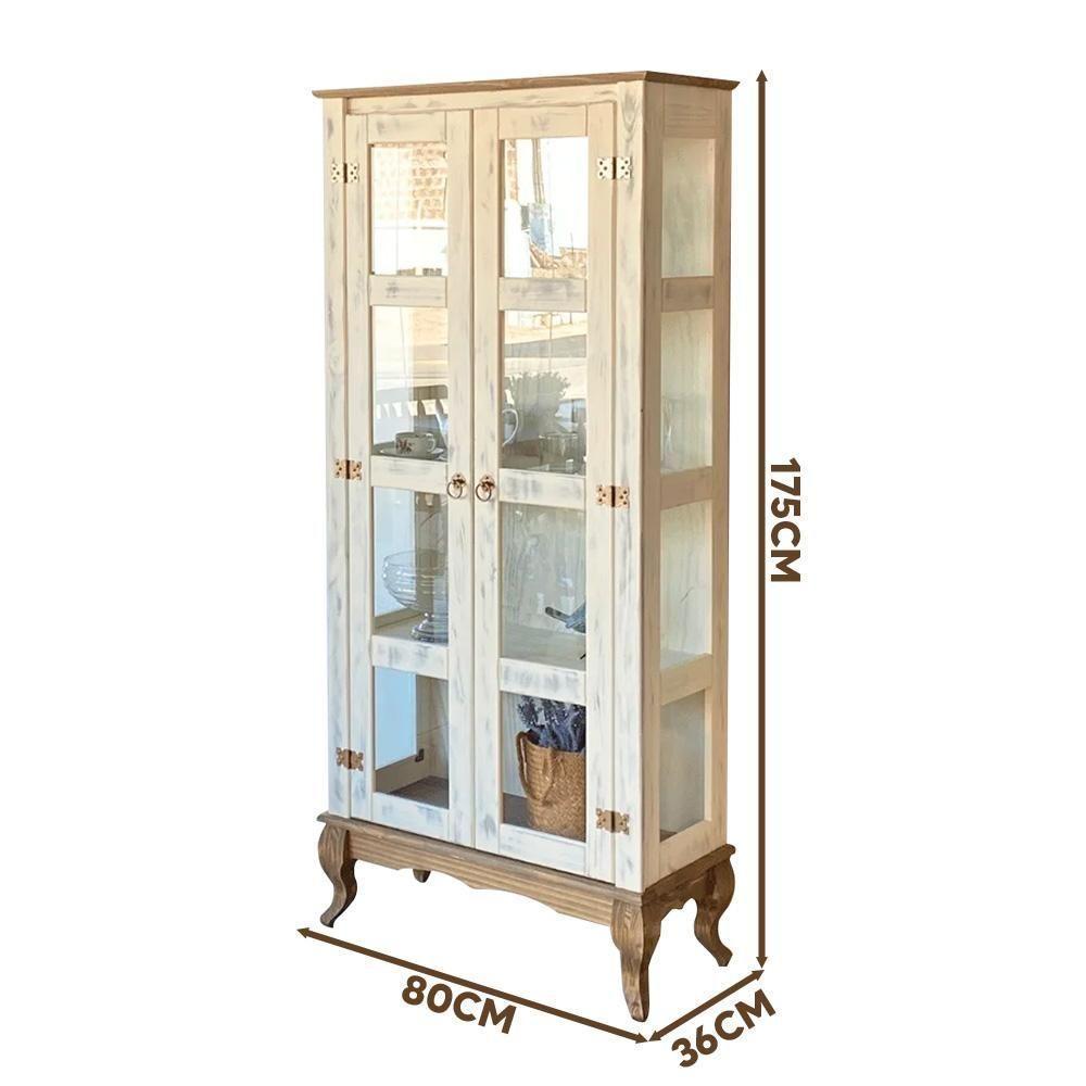 Cristaleira Madeira Maciça 2 Portas Vidro Lateral Branco Garapa D113vl Shop Jm - 3