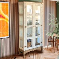 Cristaleira Madeira Maciça 2 Portas Vidro Lateral Branco Garapa D113vl Shop Jm - 1