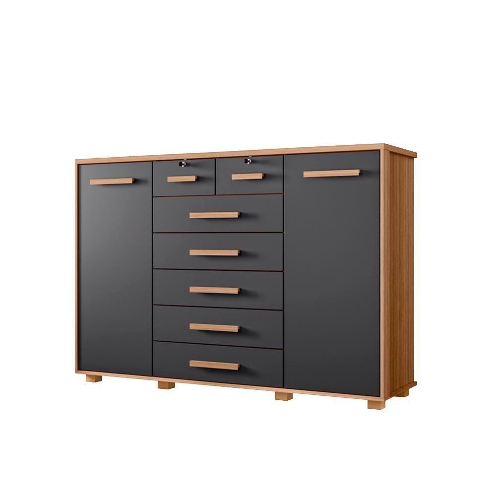 Cômoda 7 Gavetas Para Tv Até 65 Polegadas Nature Titanium Fonteine Shop Jm - 6