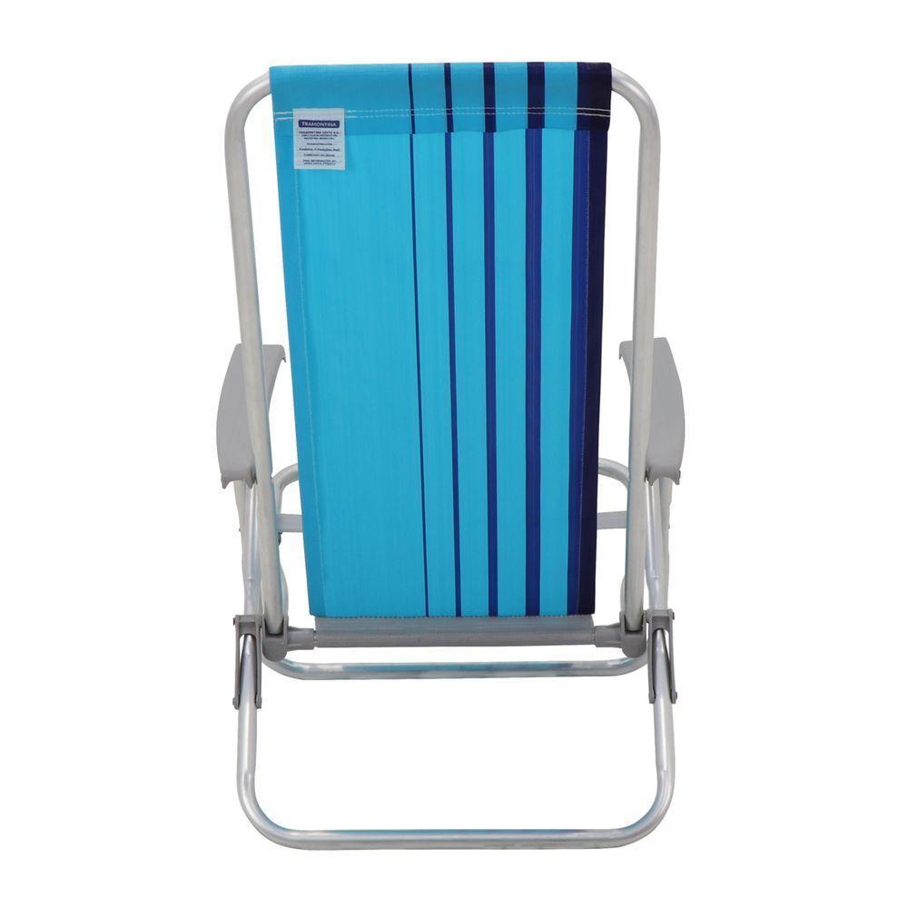 Cadeira De Praia Reclinável Tramontina Bali Baixa Em Alumínio Com Assento Azul - 10
