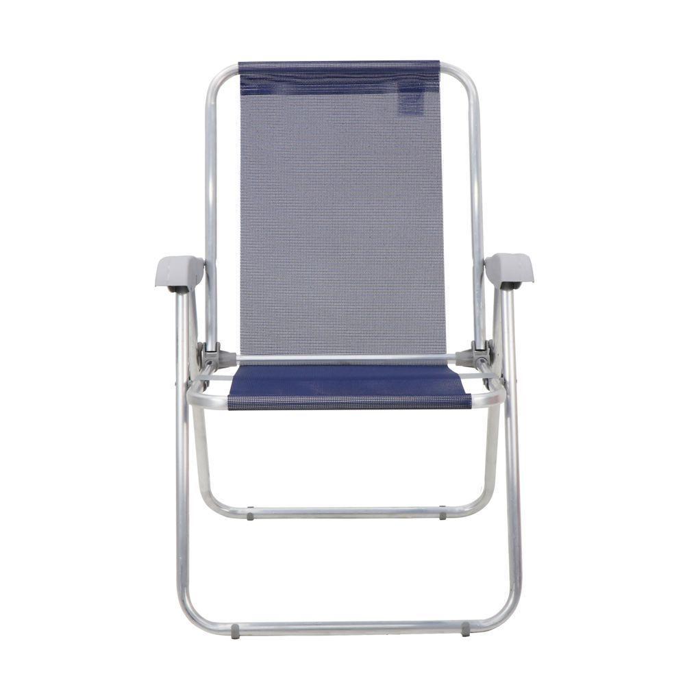 Cadeira De Praia Tramontina Creta Master Em Alumínio Com Assento Azul Escuro - 6