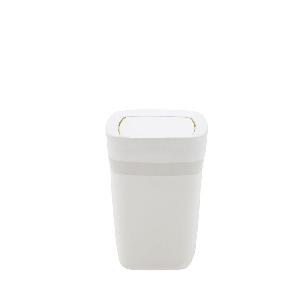 Lixeira Tramontina Compact Em Polipropileno Branco Com Tampa Basculante 6,5 L - 6