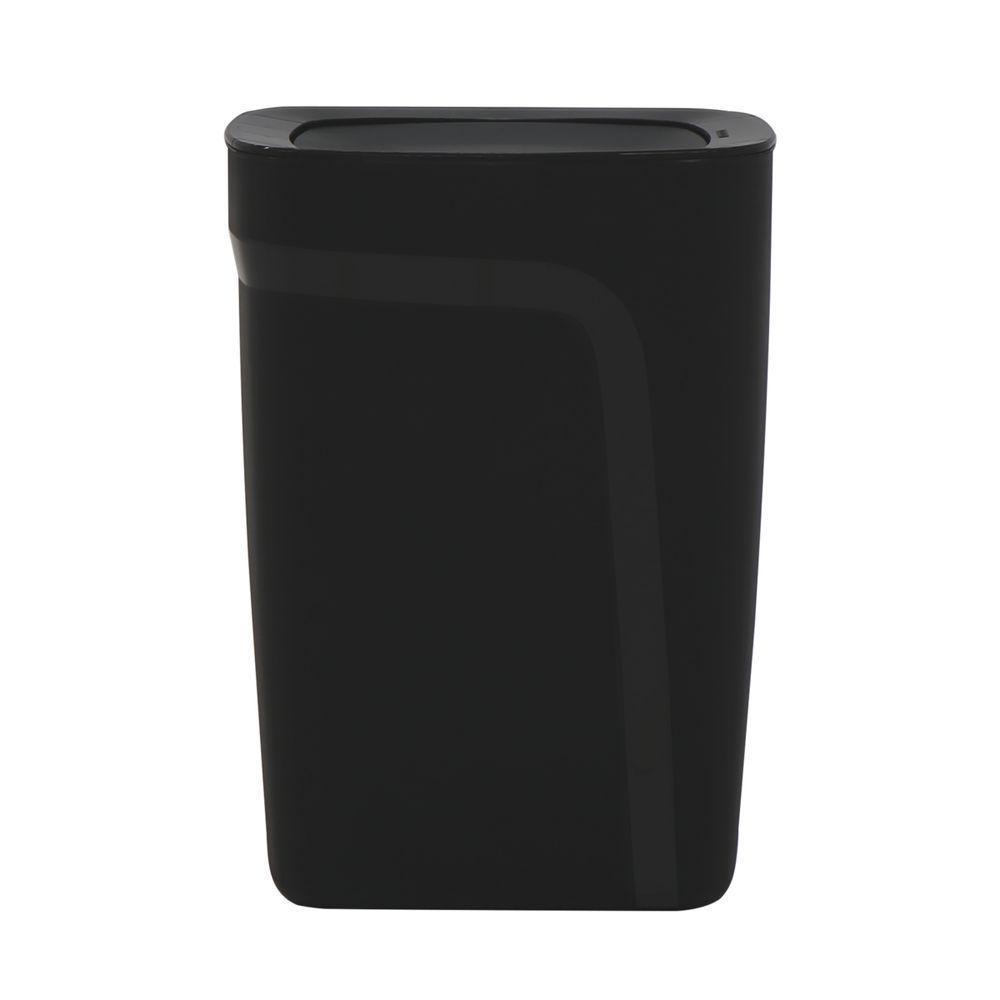 Lixeira Tramontina Compact Em Polipropileno Preto Com Tampa Basculante 10,5 L - 1