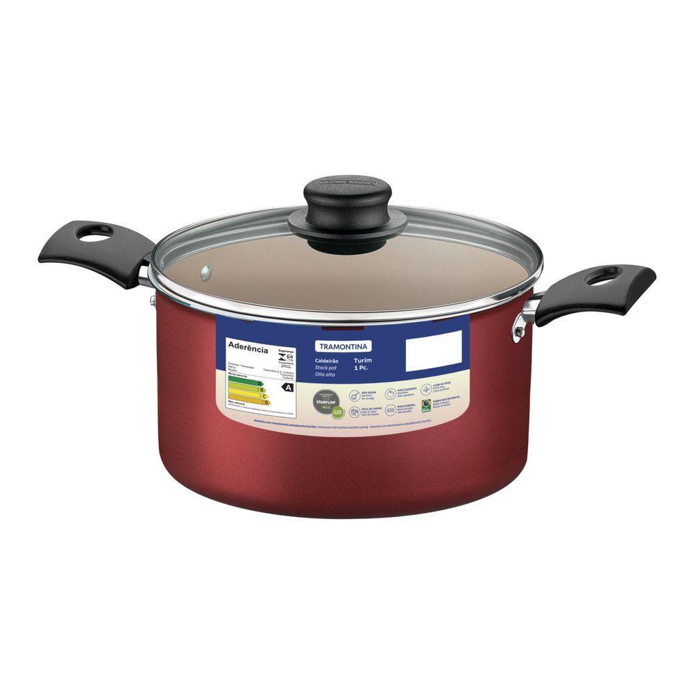 Caldeirão Tramontina Turim Em Alumínio Com Revestimento Antiaderente Starflon Vermelho - 1