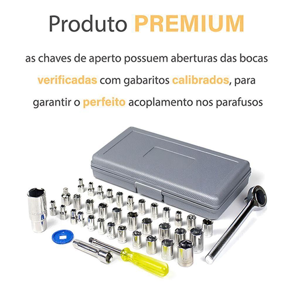 Jogo De Soquetes 1-4" E 3-8" Chave Catraca Reversível 40 Peças Manutenção Completa - 4