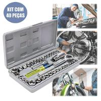 Jogo De Soquetes 1-4" E 3-8" Chave Catraca Reversível 40 Peças Manutenção Completa - 2
