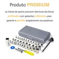 Jogo De Soquetes 1-4" E 3-8" Chave Catraca Reversível 40 Peças Manutenção Completa