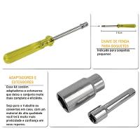 Jogo De Soquetes 1-4" E 3-8" Chave Catraca Reversível 40 Peças Manutenção Completa - 5