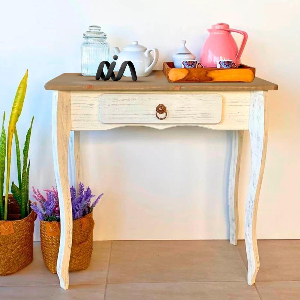 Balcão Madeira Maciça 1 Gaveta Pés Luis Xv Branco Garapa D230 Denk - 2