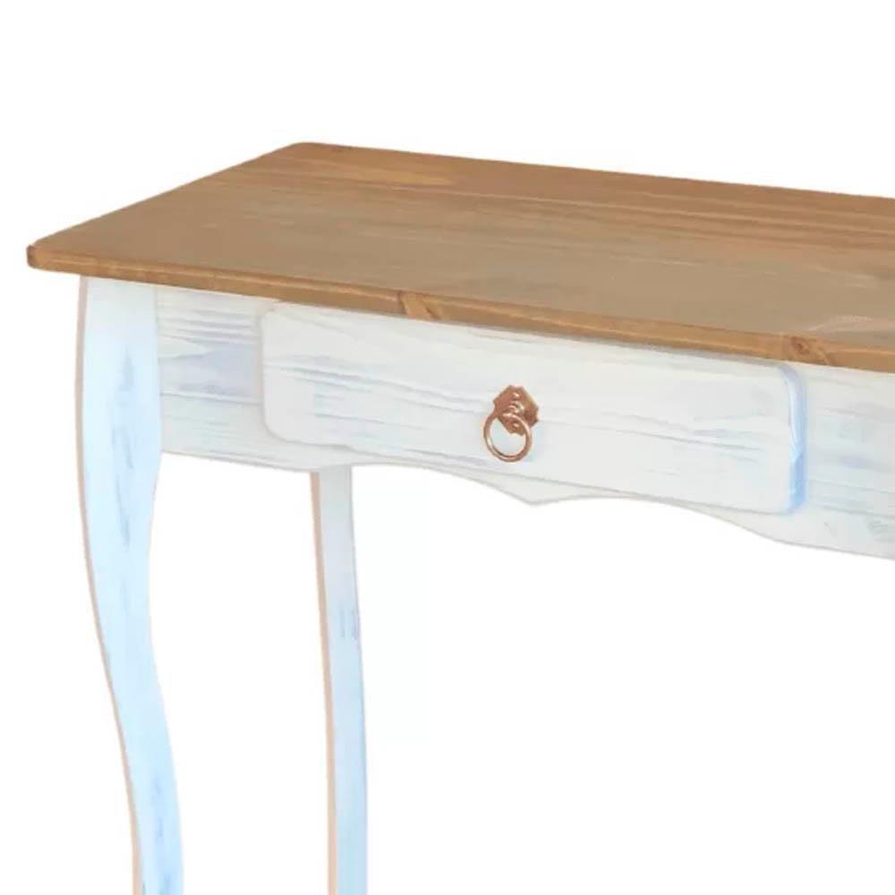 Balcão Madeira Maciça 1 Gaveta Pés Luis Xv Branco Garapa D230 Denk - 3