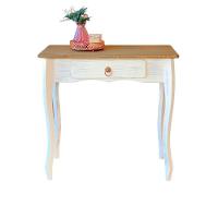 Balcão Madeira Maciça 1 Gaveta Pés Luis Xv Branco Garapa D230 Denk - 1
