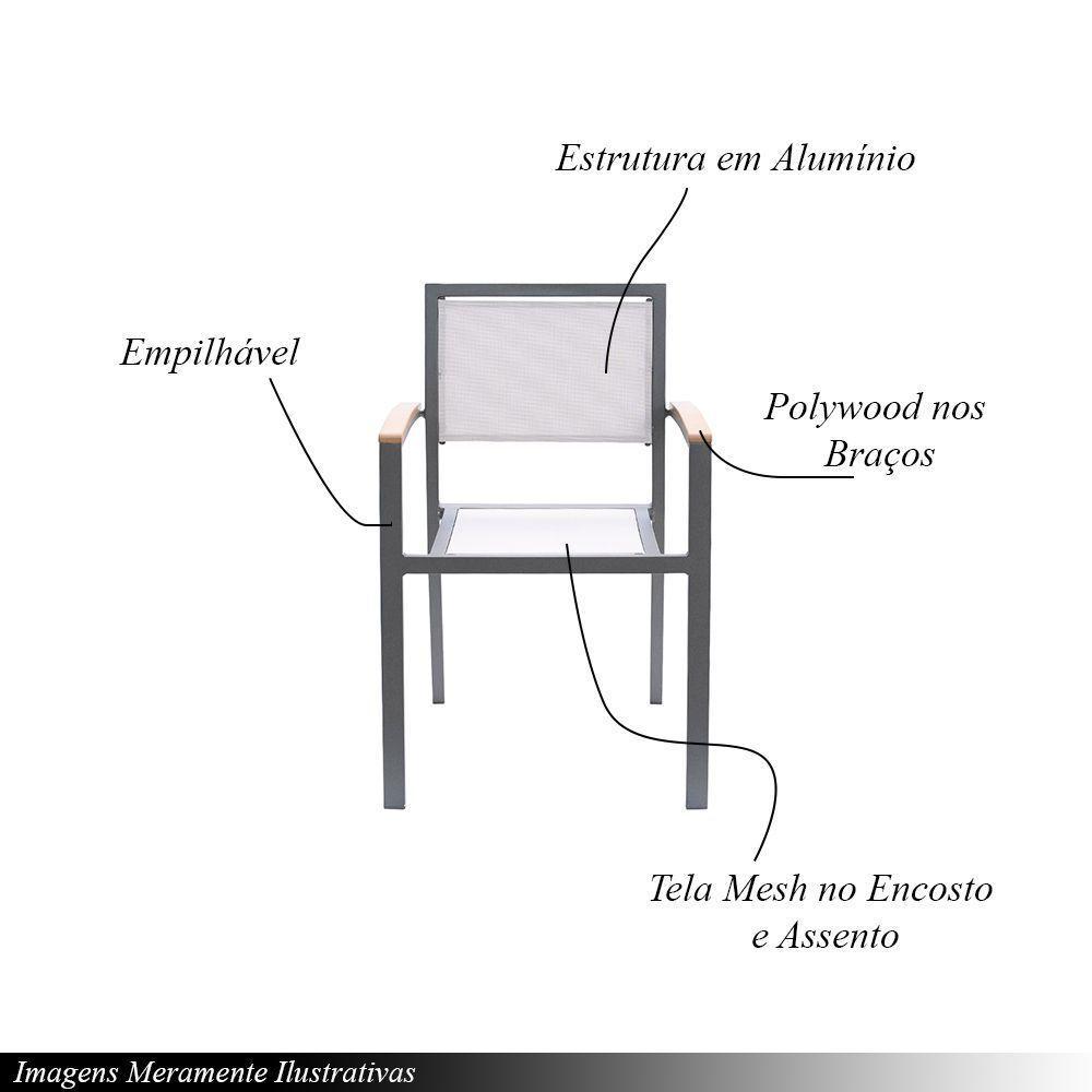 Kit 4 Cadeiras área Externa Com Tela Mesh Mangue De Alumínio Amêndoa/bege G56 - Gran Belo - 6