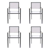 Kit 4 Cadeiras área Externa Com Tela Mesh Mangue De Alumínio Amêndoa/bege G56 - Gran Belo - 1