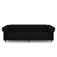 Conjunto De Sofá Stanford Chesterfield 2 E 3 Lugares 180cm-260cm Pés Madeira Couro Preto G58 Gran Belo