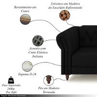 Conjunto De Sofá Stanford Chesterfield 2 E 3 Lugares 180cm-260cm Pés Madeira Couro Preto G58 Gran Belo - 8