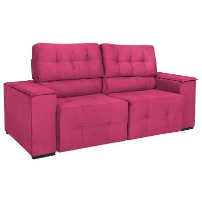Sofá Cama Retrátil Sala Vicenza Vicenza 210cm Suede Cor Pink