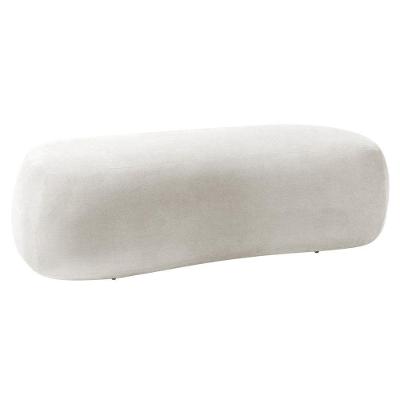 Puff Decorativo Itália 100cm Sala Escritorio Luxo Bouclé - Doce Sonho Móveis Cor Branco