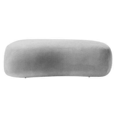 Puff Decorativo Itália 140cm Sala Escritorio Luxo Linho - Doce Sonho Móveis Cor Cinza Claro