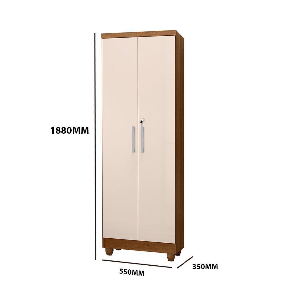 Armário Multiuso Com Chave 2 Portas Isabela Mel E Off White Rud Rack - 5