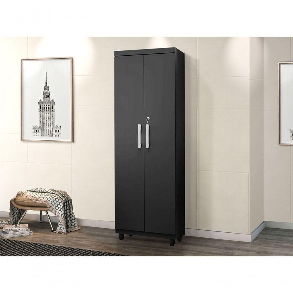 Armário Multiuso Sapateira 2 Portas Com Chave Isabela Preto Rud Rack - 2