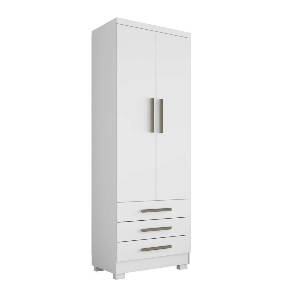 Guarda Roupa Solteiro 2 Portas E 3 Gavetas Floripa Branco Rud Rack - 2