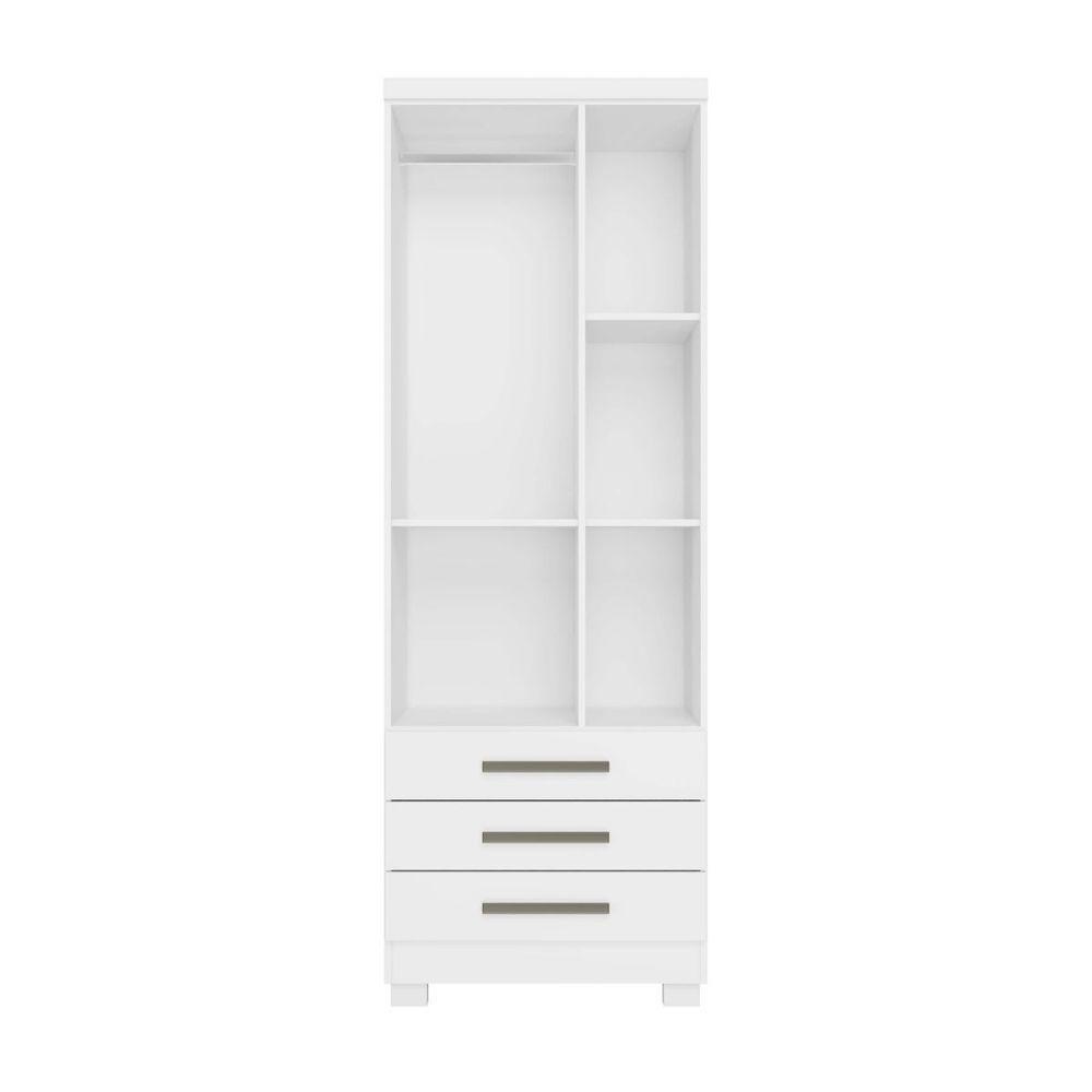 Guarda Roupa Solteiro 2 Portas E 3 Gavetas Floripa Branco Rud Rack - 3