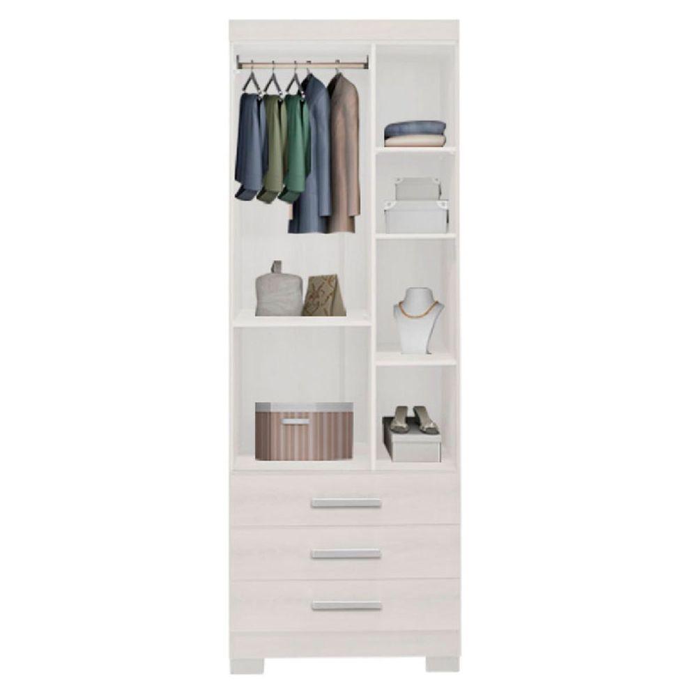 Guarda Roupa Solteiro 2 Portas E 3 Gavetas Floripa Branco Rud Rack - 4
