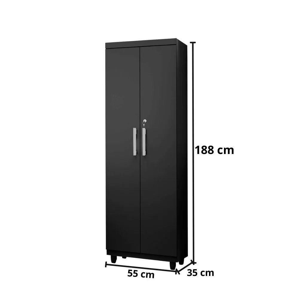 Armário Multiuso Com Chave 2 Portas Isabela Preto Rud Rack - 4