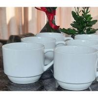 Jogo 48 Xicara De Cha Empilhavel 200 Ml Porcelana Branca - 3