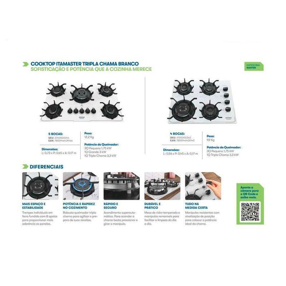 Cooktop Itamaster 5 Bocas Branco Bivolt - 5