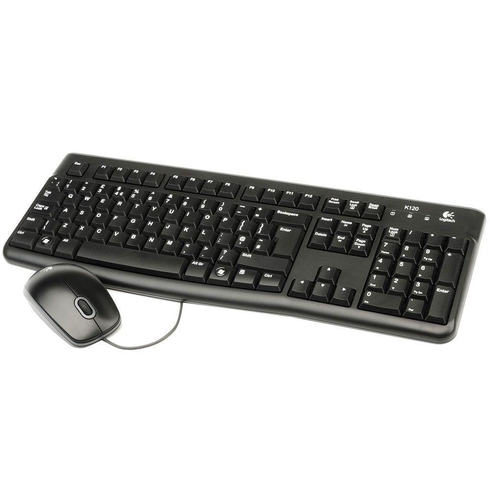 Teclado E Mouse Logitech Mk120 Usb Preto Com Fio - 1
