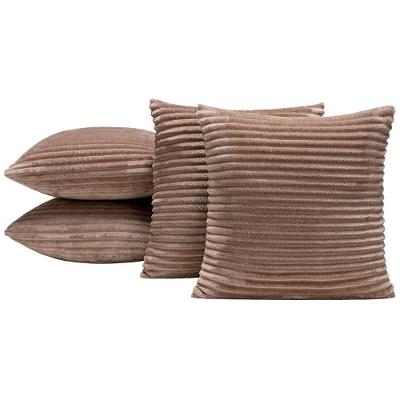 Kit 4 Capas De Almofada Napoli 45X45 Manta Canelada - Cáqui