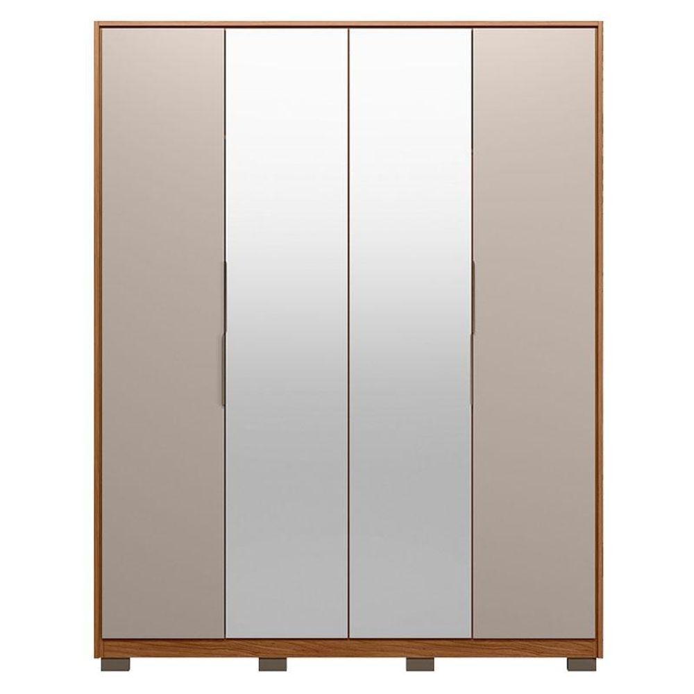 Guarda Roupa Casal Attore 4 Portas Nogueira Nude Prime Tx Com Espelho E Pés Demóbile - Demartêz - 2