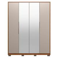 Guarda Roupa Casal Attore 4 Portas Nogueira Nude Prime Tx Com Espelho E Pés Demóbile - Demartêz - 2