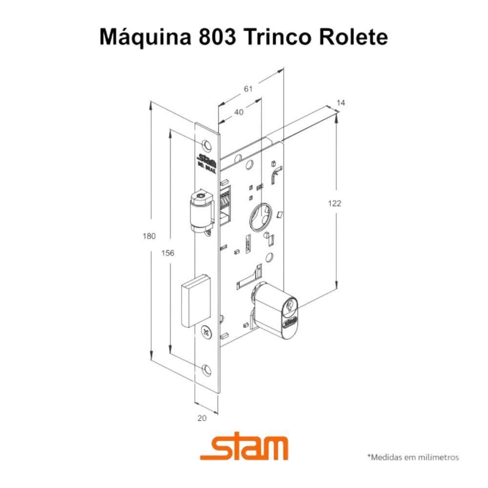 Fechadura Pivotante 803 Roseta Quadrada Inox - Stam - 2