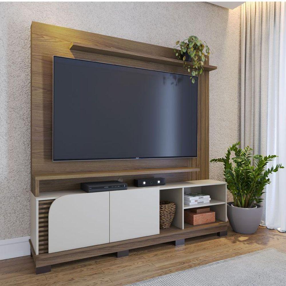 Estante Home Theater Jurerê 1.8 Amendôa Off White Matte - Colibri - 2