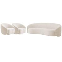 Kit Sofá 3 Lugares 180cm E 2 Poltronas Orgânica Luxo Recepção Amore Linho Bege - 1