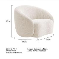 Kit Sofá 3 Lugares 180cm E 2 Poltronas Orgânica Luxo Recepção Amore Linho Bege - 8