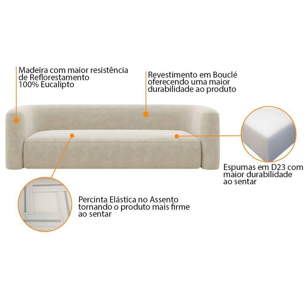 Kit Sofá 2 Lugares 160cm E Poltrona Orgânica Luxo Recepção Melina Bouclé Cor Suede Bege - 4