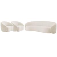 Kit Sofá 3 Lugares 200cm E 2 Poltronas Orgânica Luxo Recepção Amore Bouclé Bege - 1