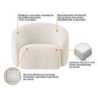 Kit Sofá 3 Lugares 200cm E 2 Poltronas Orgânica Luxo Recepção Amore Bouclé Bege