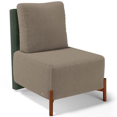 Poltrona Decorativa Hungria L02 Sala de Estar Couríssimo Verde Bouclê Bege Lyam Decor